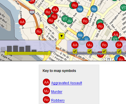 The Oakland Crimspotting interface